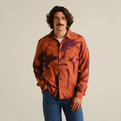 DEDICATED - Shirt Edsta Abstract Coral Fig Red