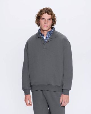 Archive Mens DNA Heavyweight Polo Sweatshirt—atmosphere grey