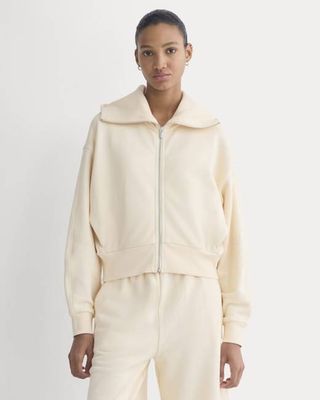 Lightweight Terry Cropped Full-Zip | Parchment