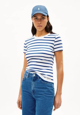 KARDAA STRIPES T-SHIRT | white-lapis blue
