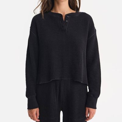 Organic Waffle Cropped Henley