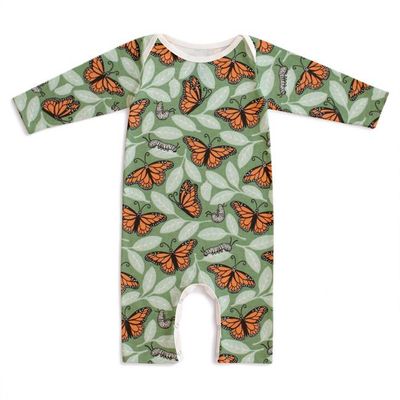 Long-Sleeve Romper - Monarchs Dark Green