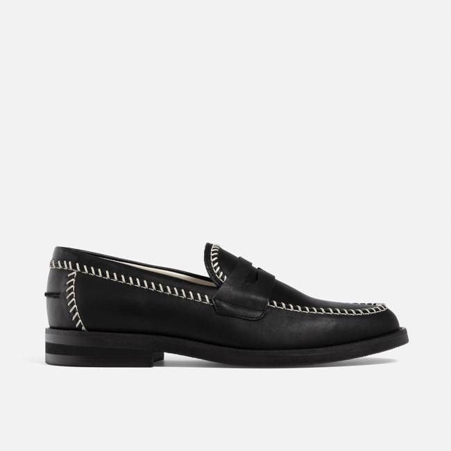 Wilde Black + Cream Box Stitch Penny Loafer - Men's