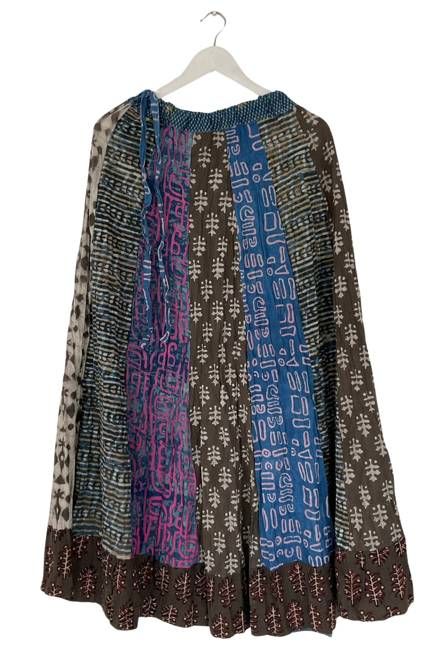 NEW! Flared Cotton Blockprint Patchwork Skirt No. 12