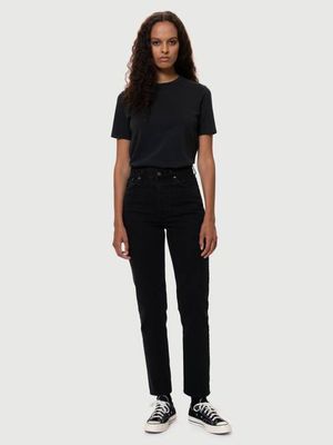 Breezy Britt Aged Black regular tapered jeans | Nudie Jeans