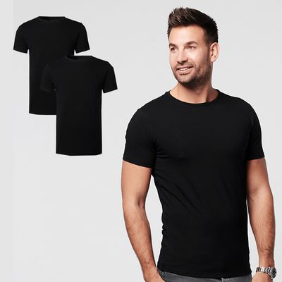 T-shirt Black Round Neck Men | 2-pack | Slim Fit