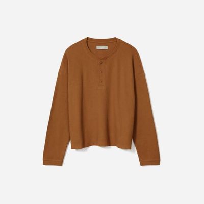The Organic Cotton Waffle Henley | Toasted Almond