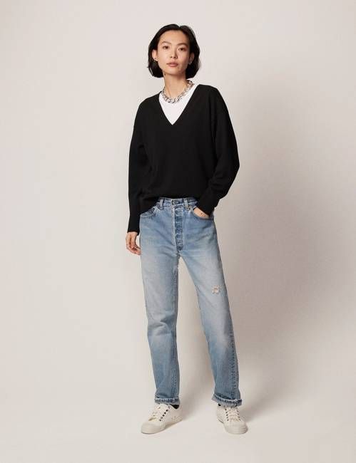 Cashmere V Neck Sweater | Black