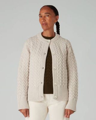 The BORDER CABLE Cardigan - Lait, Renewed + Restored