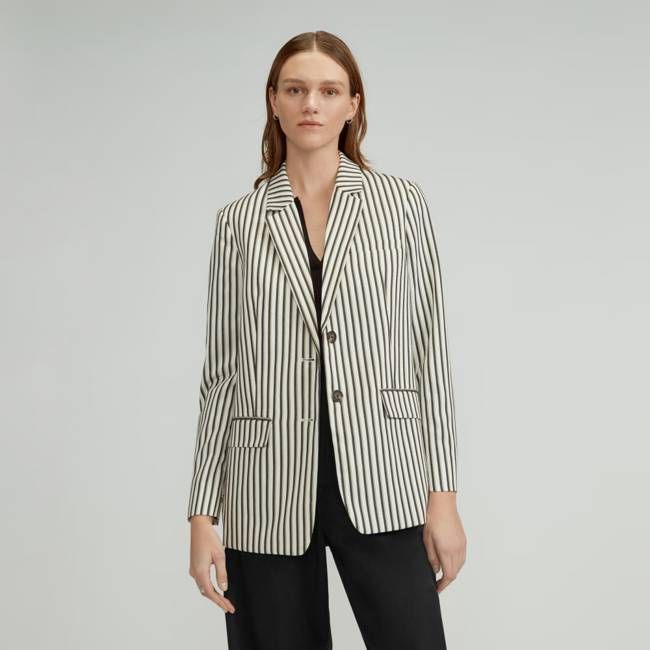 The Oversized Blazer in Buttersmooth | Ombre Stripe