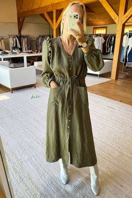 Mama's Pretty Dress - Army Linen