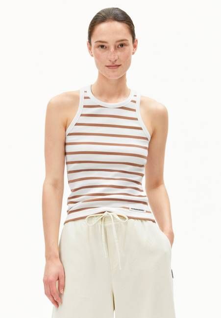 KANITAA STRIPES TOP | white-pale umber