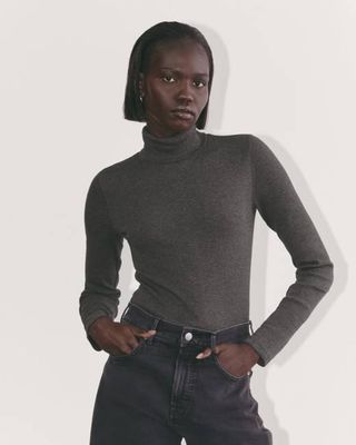The Luxe Rib Turtleneck | Heathered Soot