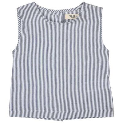 Summer Top (Seersucker Fine Stripe) - Indigo