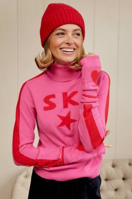 Merino Wool Fingerless Heart Gloves | Pink/Red