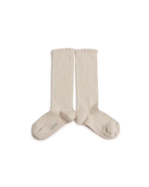 Collegien Pointelle Organic Cotton Knee high Socks - cream