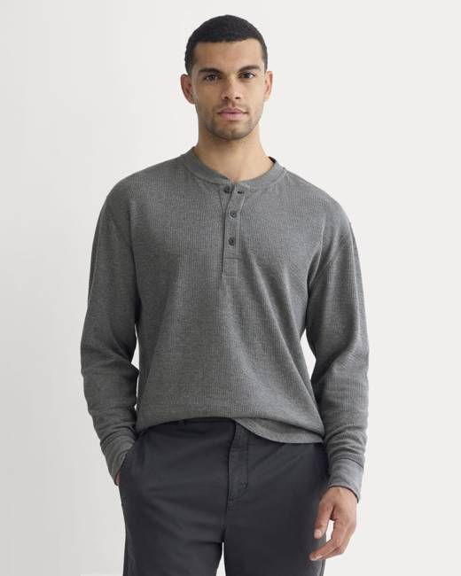 Thermal Henley in Cozy Waffle | Heathered Charcoal