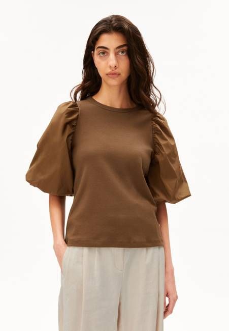 PUFF SLEEVE T-SHIRT | dried palm