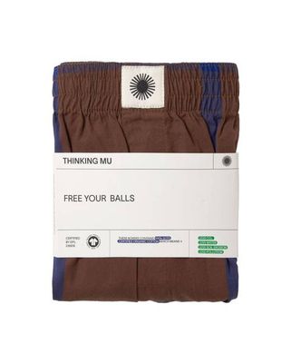 Brown blue checkered boxers