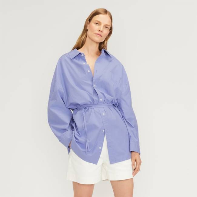 The Poplin Tie Back Shirt | Cornflower Blue