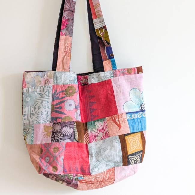 Colourful Sari Patchwork Tote Bags, Large Fair Trade Cotton Market Bags