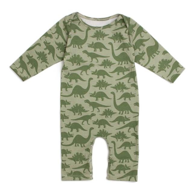 Long Sleeve Romper - Dinosaurs Sage