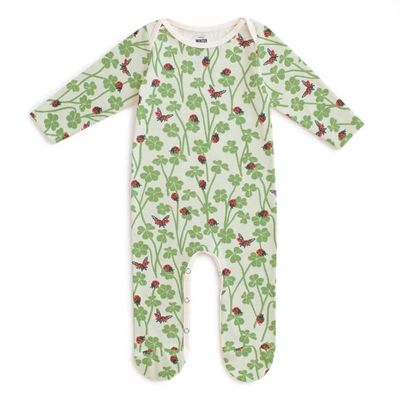 Footed Romper - Clover & Ladybugs Green