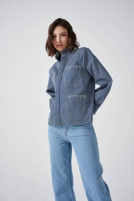 Pablo Denim Jacket in Denim Stripe