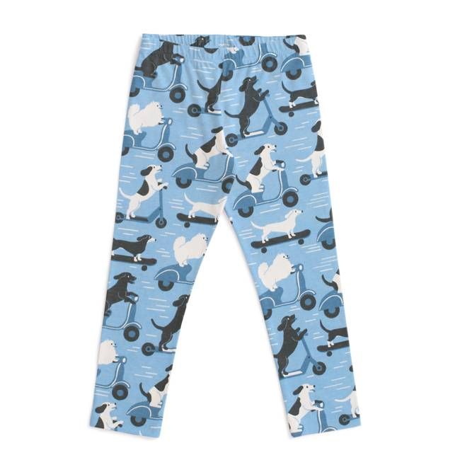 Leggings - Dogs on Scooters Blue