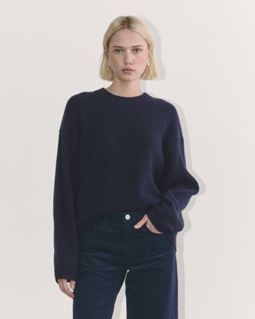 The Cocoon Crew in Wool Cashmere | Navy