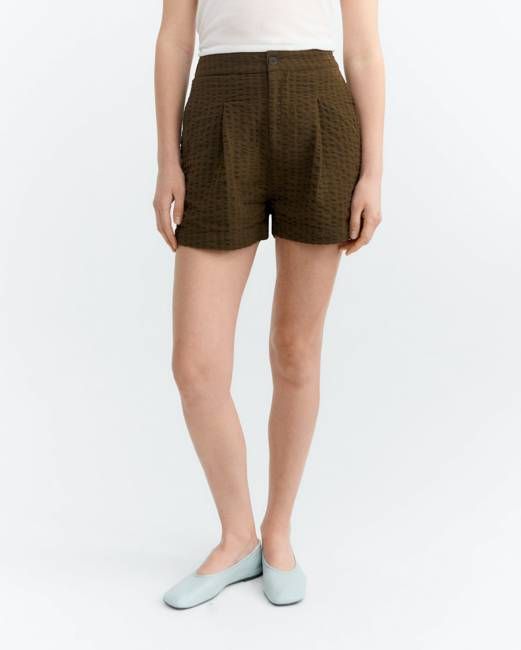 Brown seersucker shorts Narciso