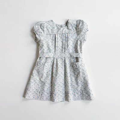 Ismay Dress, Flower Press Print, Azul, Size 5