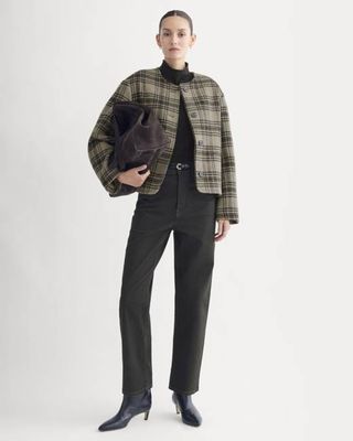 The Cocoon Coat in Wool | Chocolate Plum/Heather Charcoal