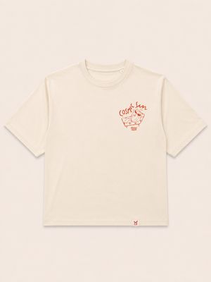 T-SHIRT AUS ROHER BAUMWOLLE COSMIC SUN OVERSIZE