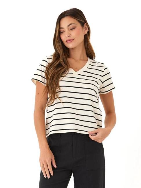 Maxine Caribbean Stripe Eco Jersey V-Neck Tee