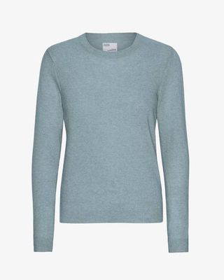 Women Light Merino Wool Crew - Stone Blue