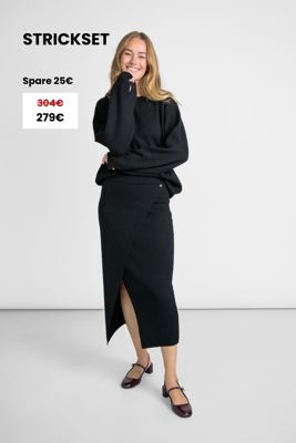 Strickset aus Pullover & Rock schwarz