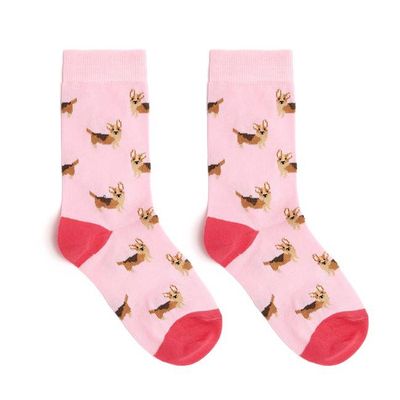 Great British Girls Socks - Pink Corgi