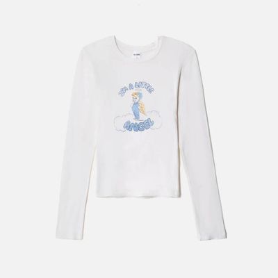 90s Baby Long Sleeve Tee Little Angel - Vintage White