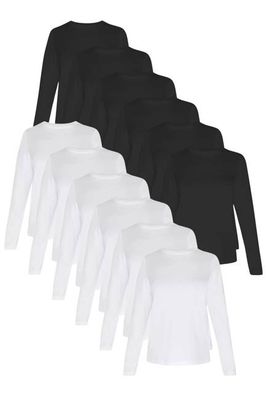 12-Pack Women's Long Sleeve Black & White | Organic Cotton, Sustainable & Super Soft