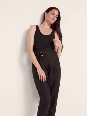 Paper Bag Pleated Trouser - Resale | Black