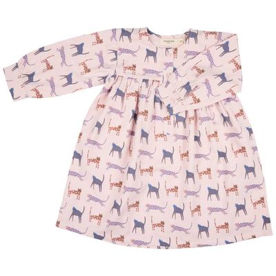 Yoke Dress - Cats, Pink