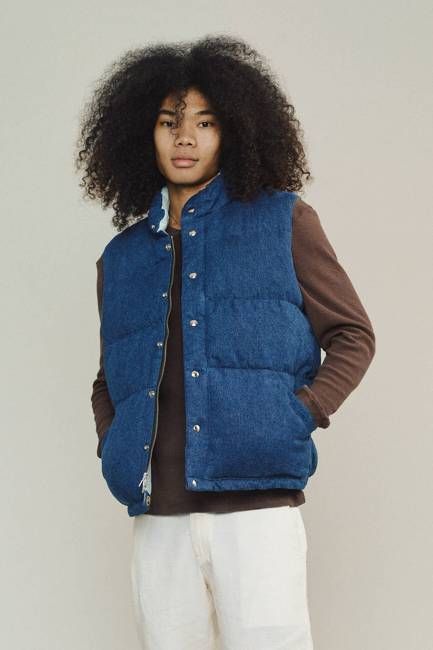 Hemp Denim Vest with Recycled Down