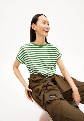 IDAARA STRIPES T-SHIRT | weiß-efeugrün