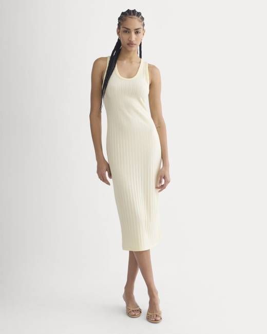 Scoop-Neck Midi Dress in Pointelle Knit | Lemon Icing
