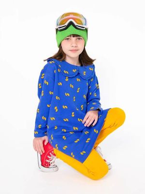Girls' Organic Cotton Blue Sweatshirt Dress