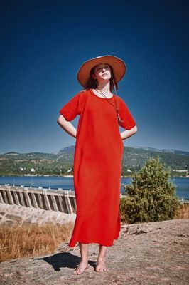 CARLA T-Shirt Dress in Organic Cotton - Red