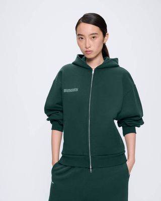 Womens 365 Heavyweight Two-Way Zip-Through Hoodie—Foliage Green