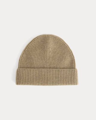 The Cashmere Ribbed Beanie | Dark Heathered Camel
