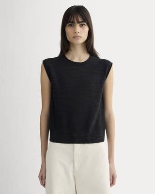 The Muscle Sweater in Cotton Linen | Black